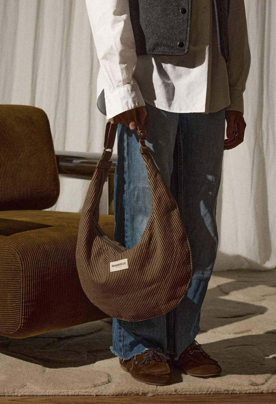 Sac Lune Rayures Café - Gabrielle Paris