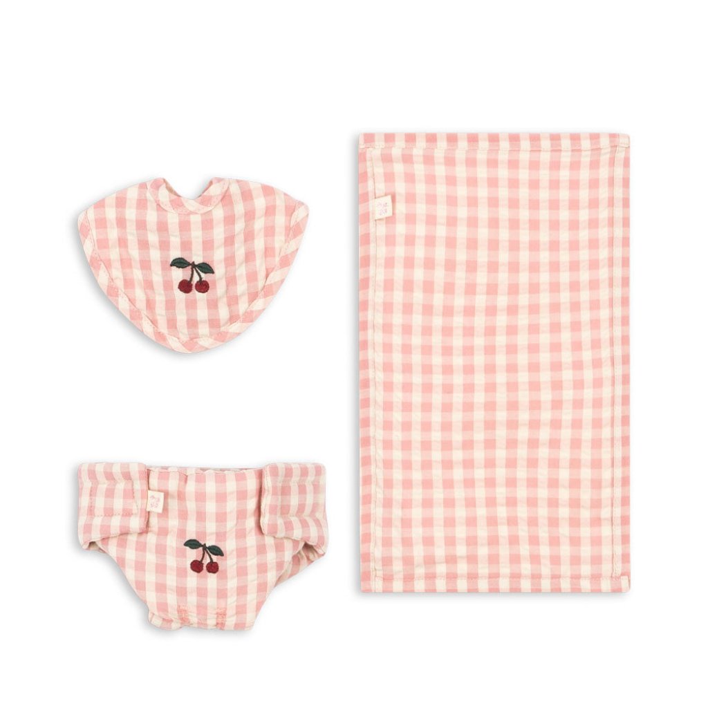 Set pour Poupée Cerises Vichy Rose - Konges Slojd