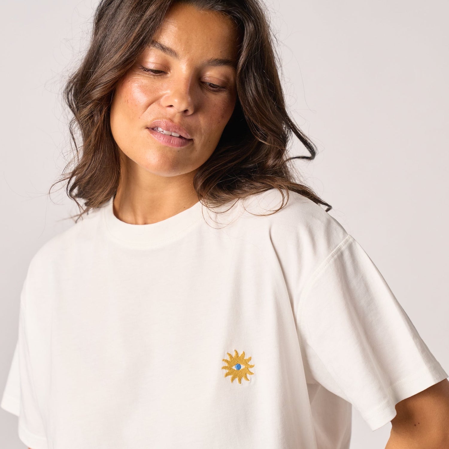 Tee-Shirt Blanc Broderie Soleil - Billybelt