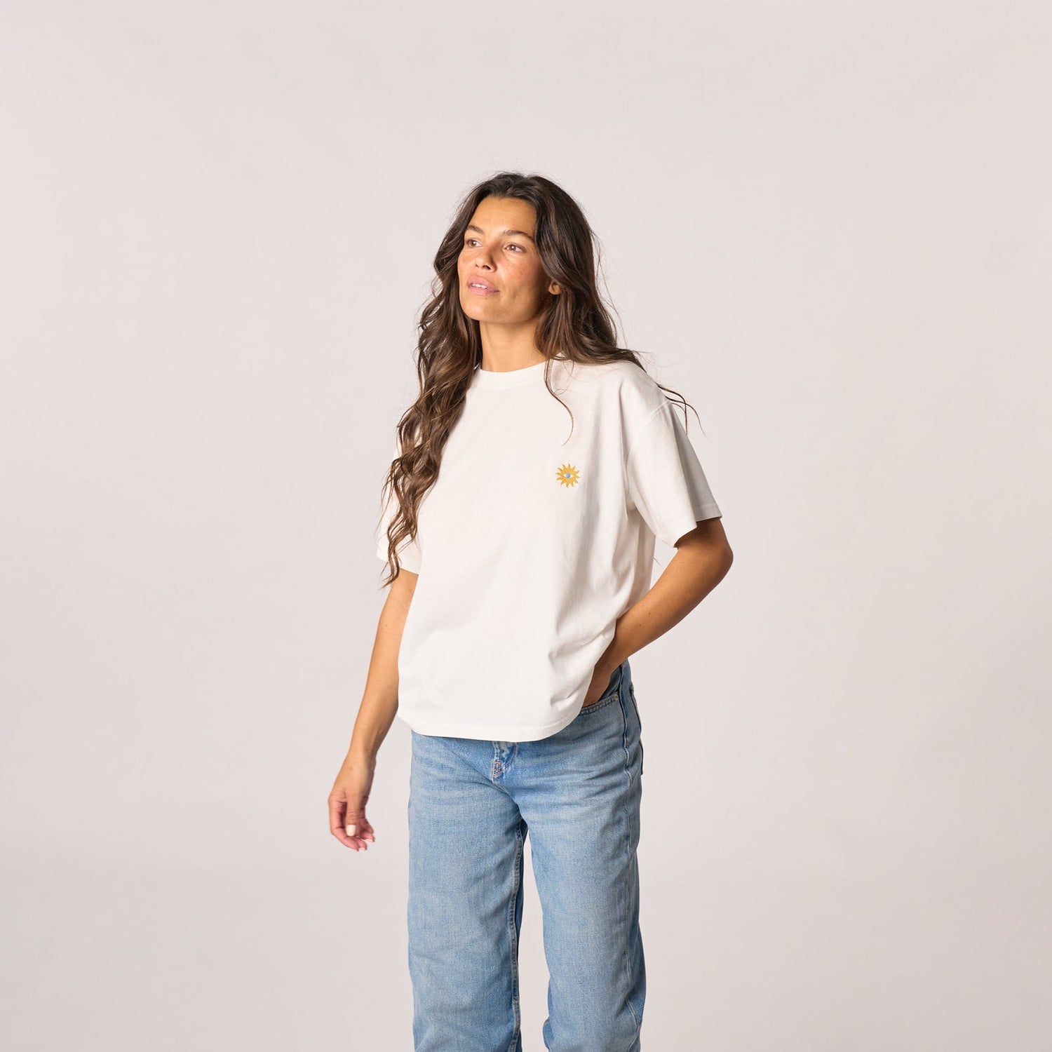Tee-Shirt Blanc Broderie Soleil - Billybelt