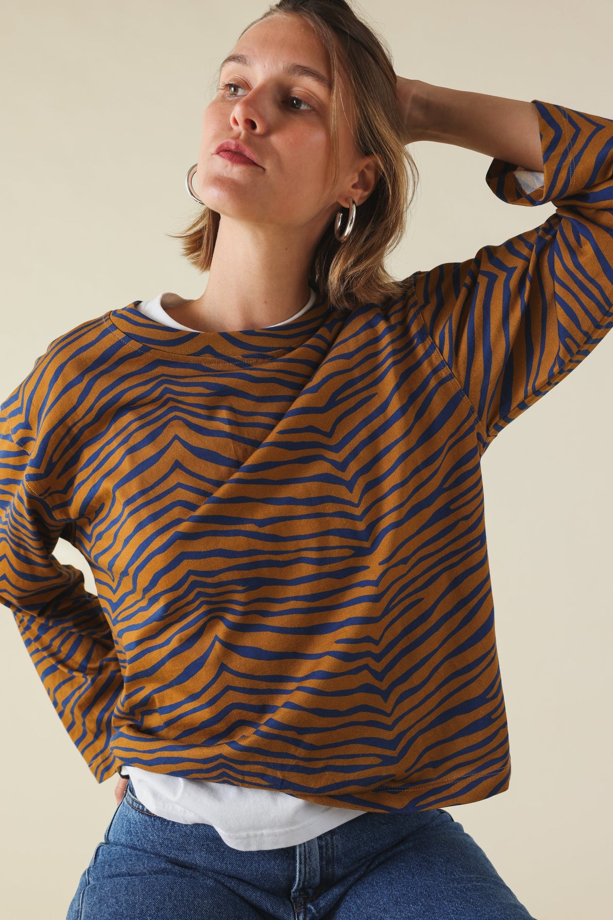 Tee-Shirt Marco Tigre Camel / Bleu - Hortense