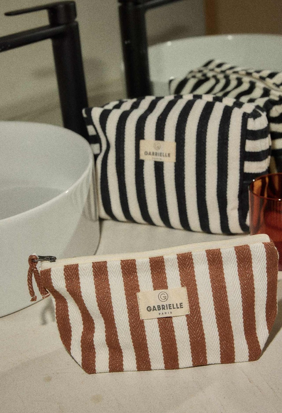 Trousse de Beauté Rayures Moka - Gabrielle Paris