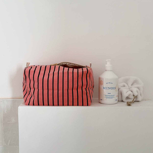 Trousse de Toilette Rayures Tennis Funky Pink - Rose In April