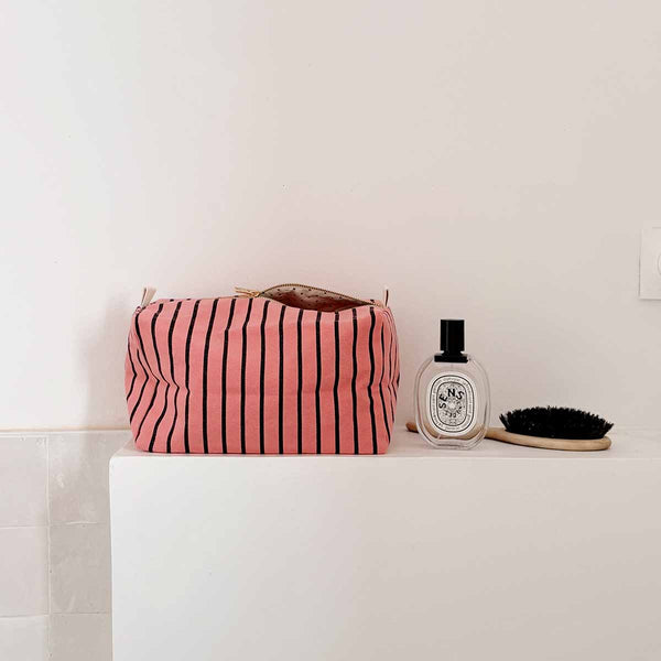 Trousse de Toilette Rayures Tennis Funky Pink - Rose In April