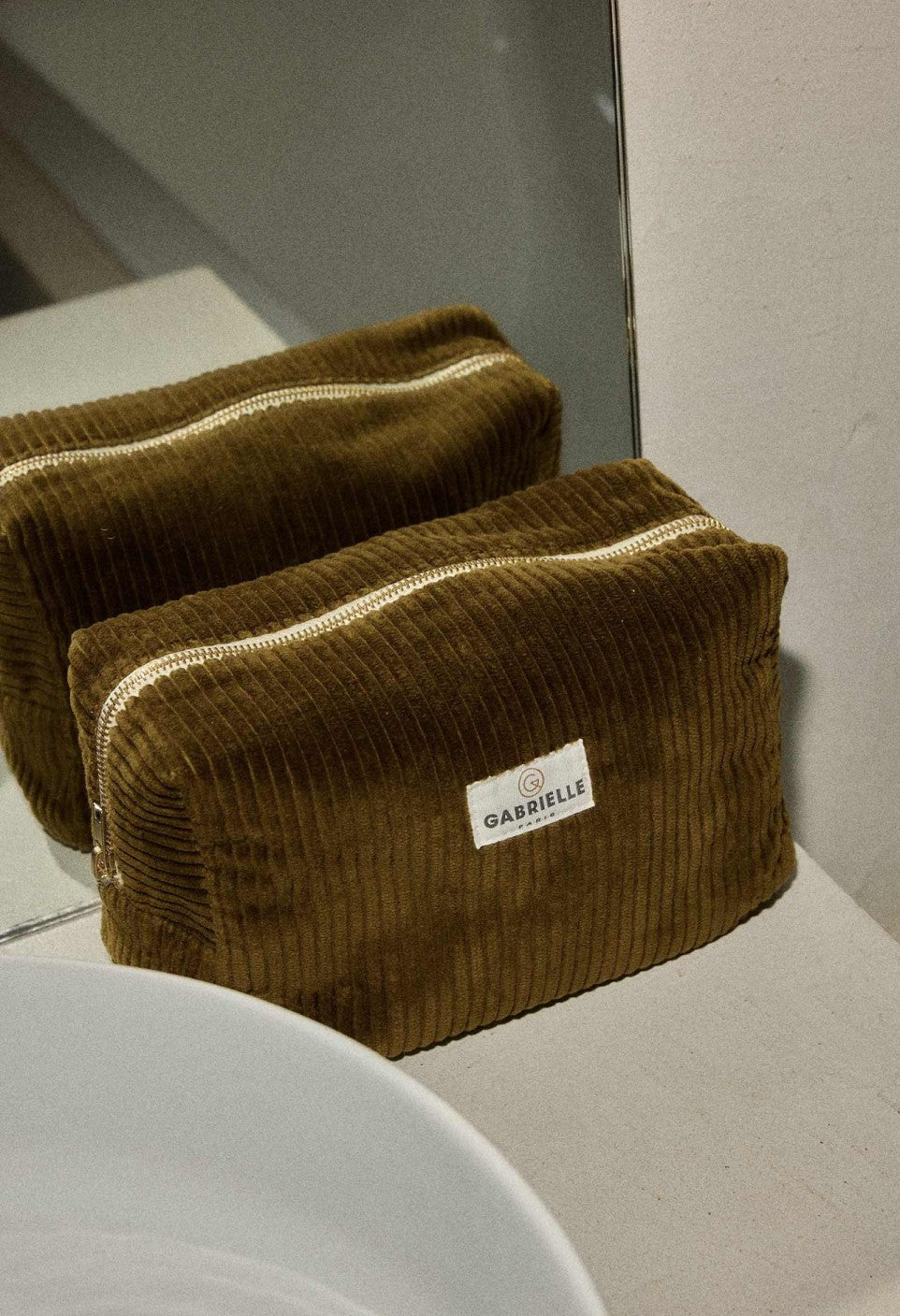Trousse de Toilette Velours Olive - Gabrielle Paris