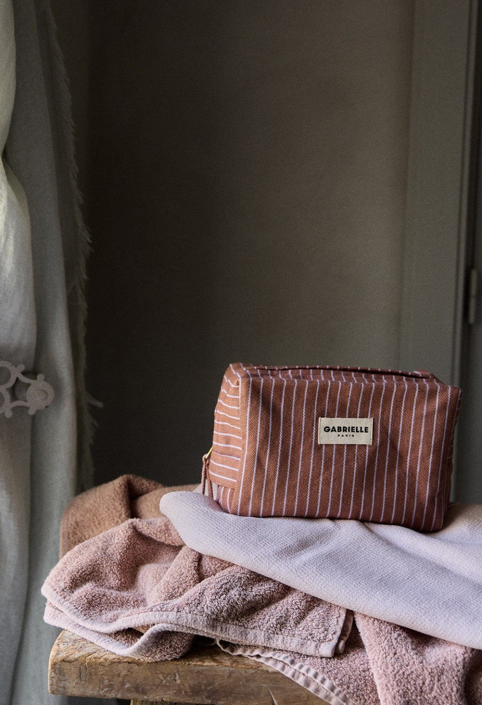 Trousse de Toilette Rayures Lilas - Gabrielle Paris