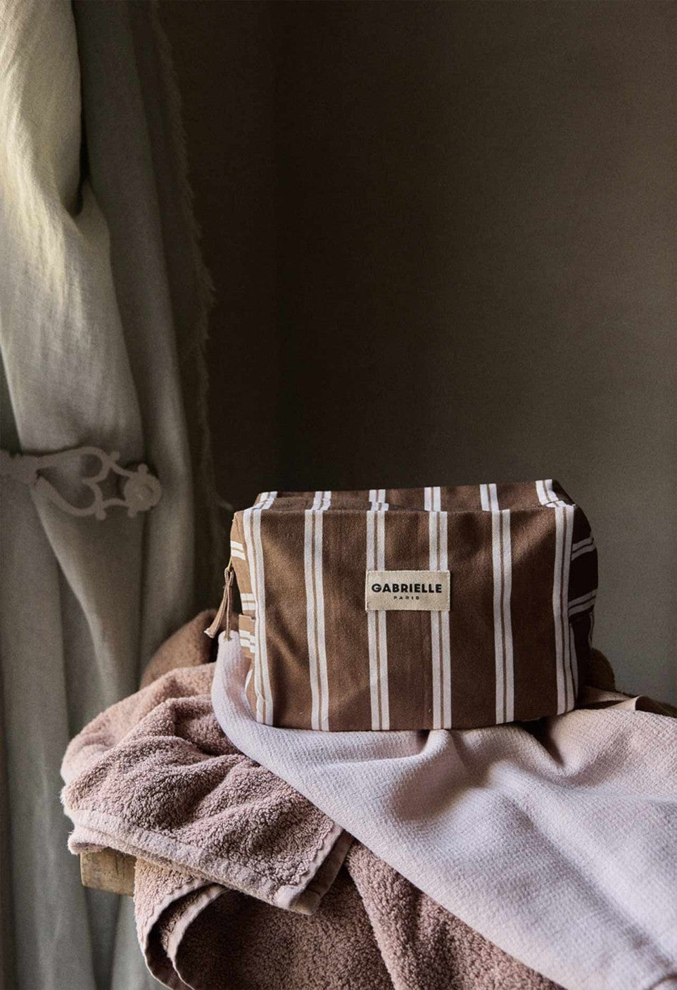Trousse de Toilette Rayures Noisette - Gabrielle Paris