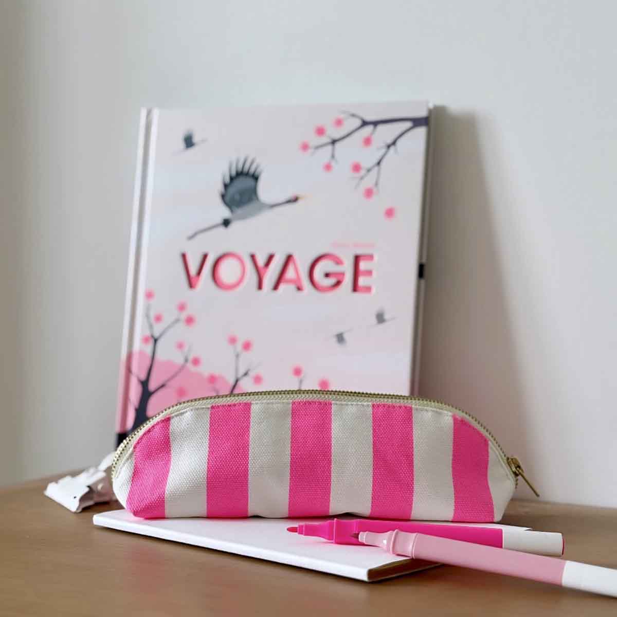 Trousse Gaston Rayé Néon Pink - Rose In April