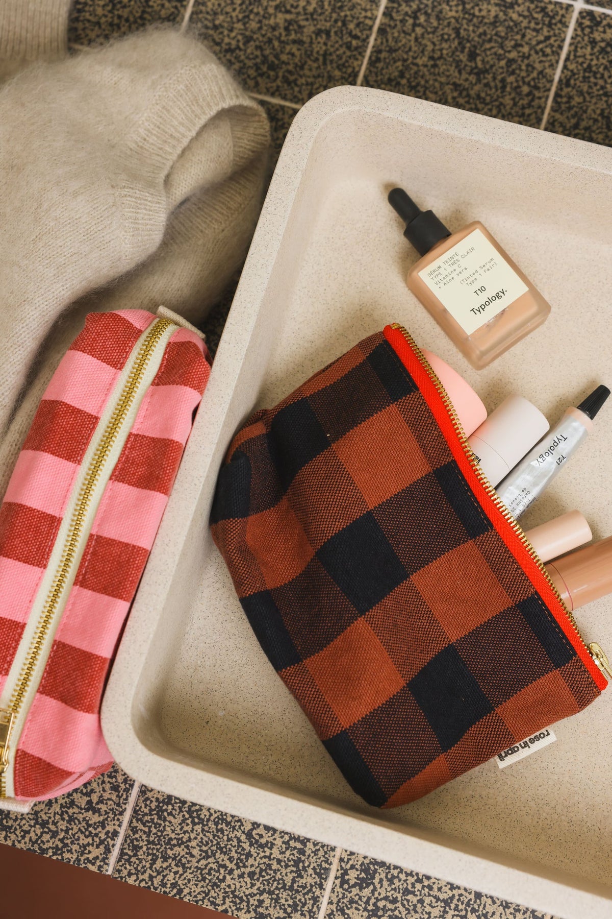 Trousse Sofia Big Vichy Ginger - Rose In April