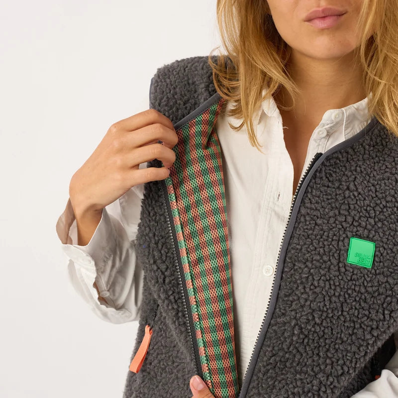 Veste Sans Manches en Sherpa Anthracite - Billybelt