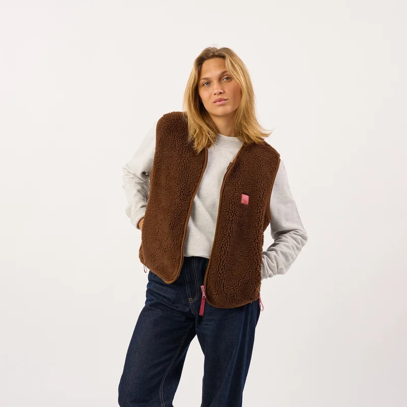 Veste Sans Manches en Sherpa Marron - Billybelt