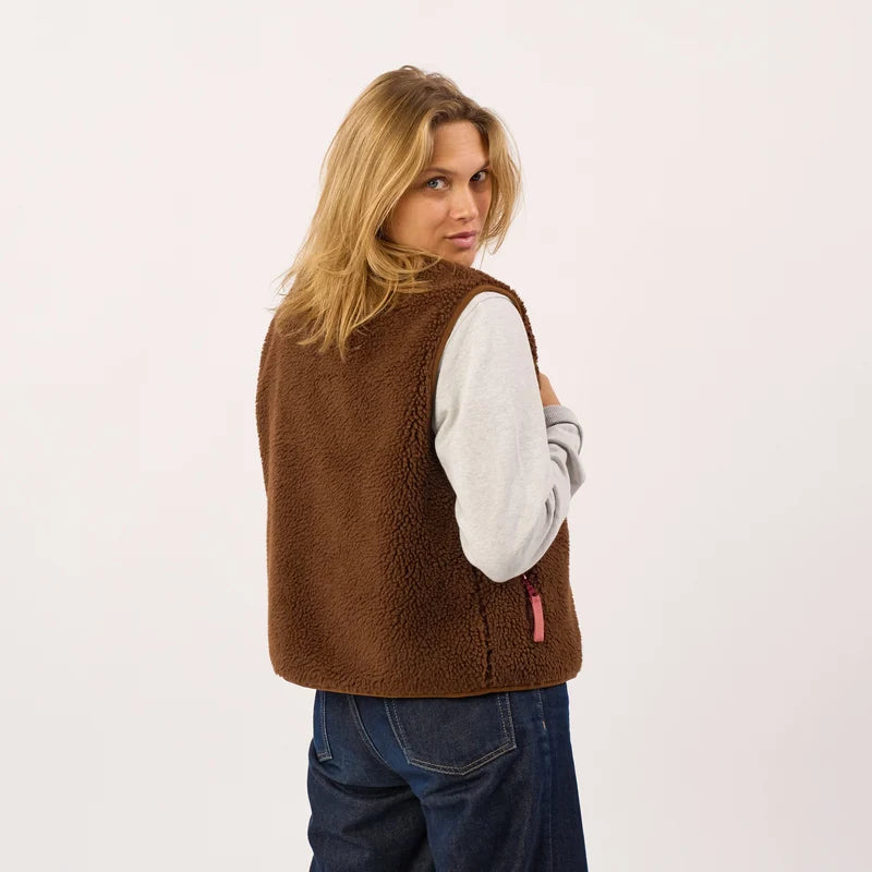 Veste Sans Manches en Sherpa Marron - Billybelt