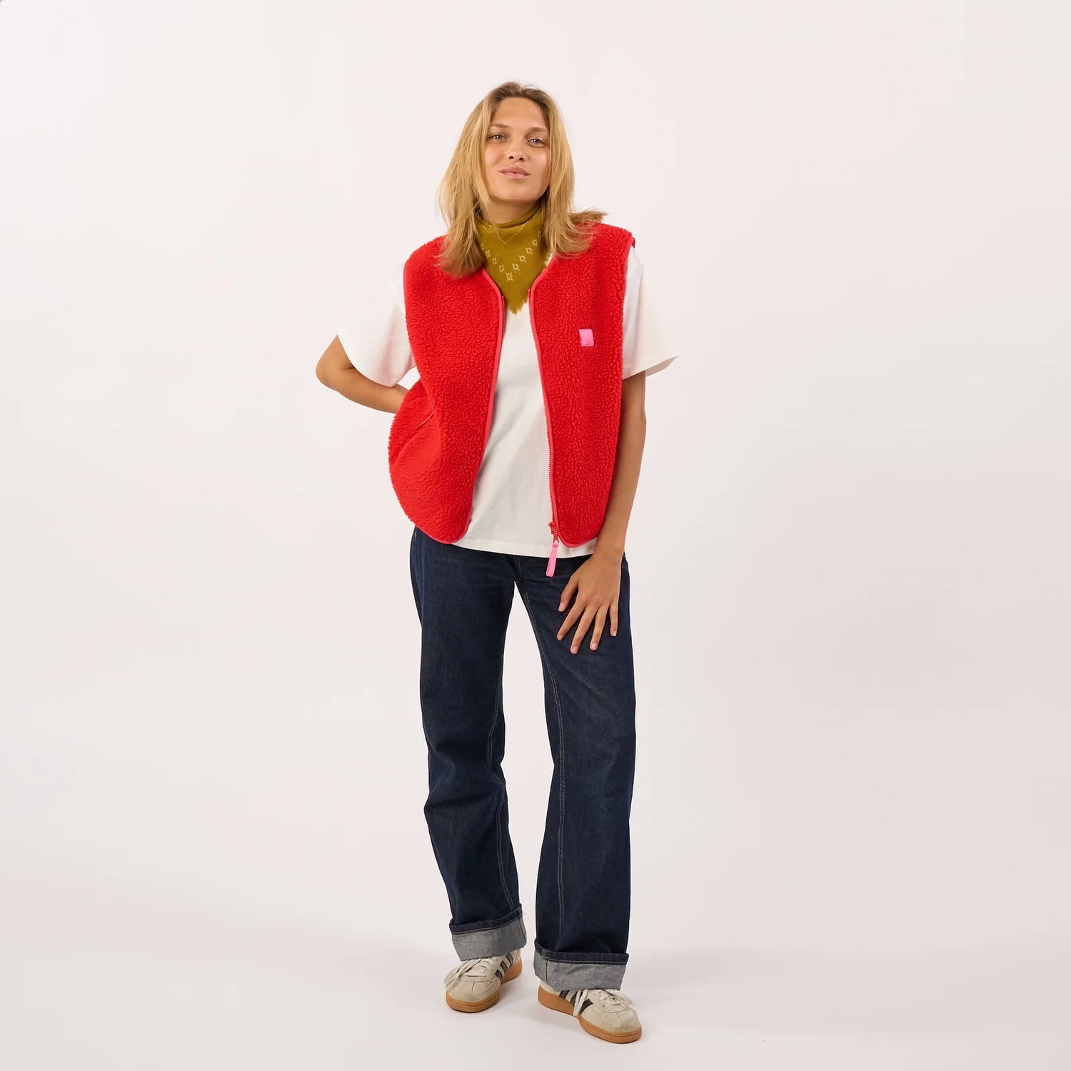 Veste Sans Manches en Sherpa Rouge - Billybelt