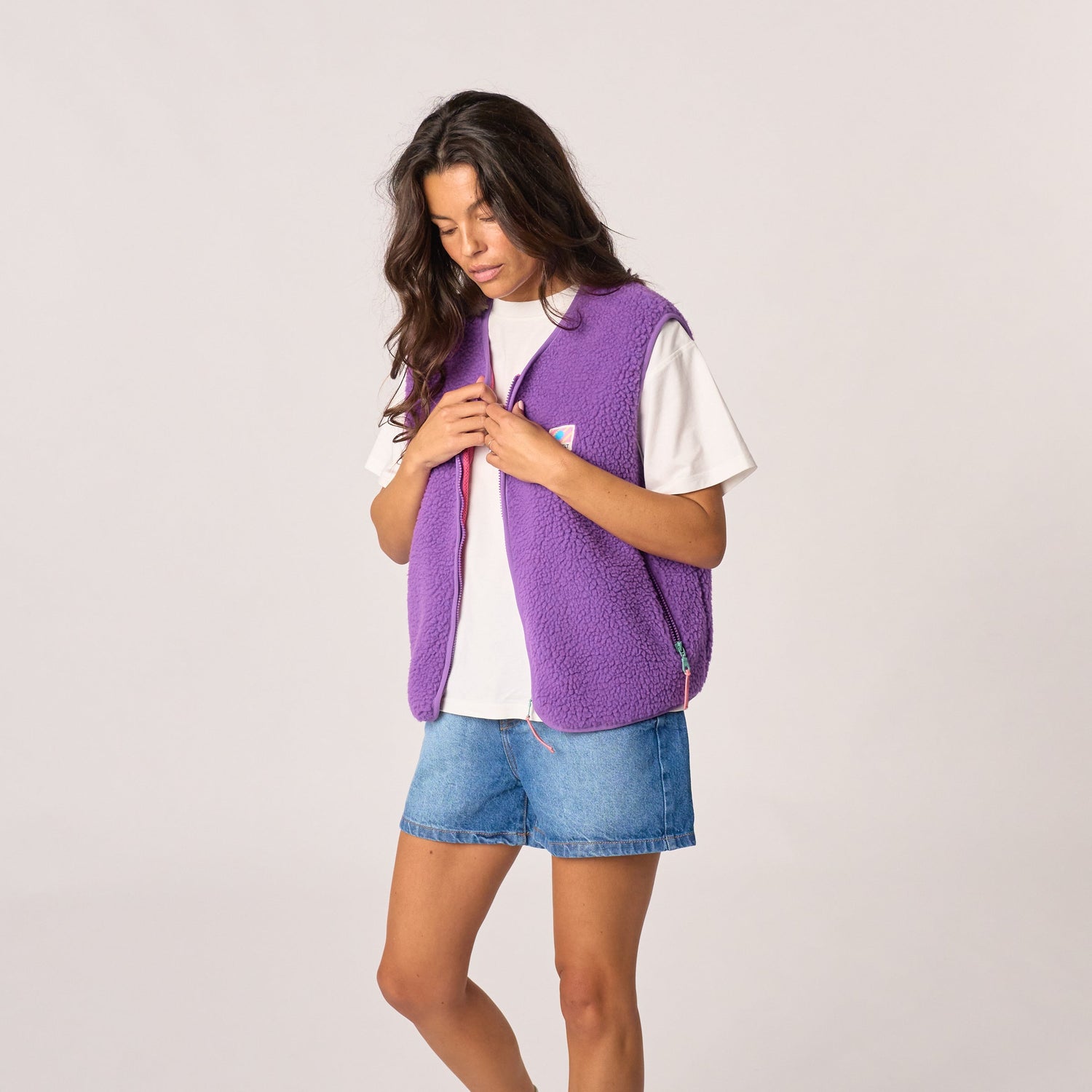 Veste Sans Manches en Sherpa Violet - Billybelt
