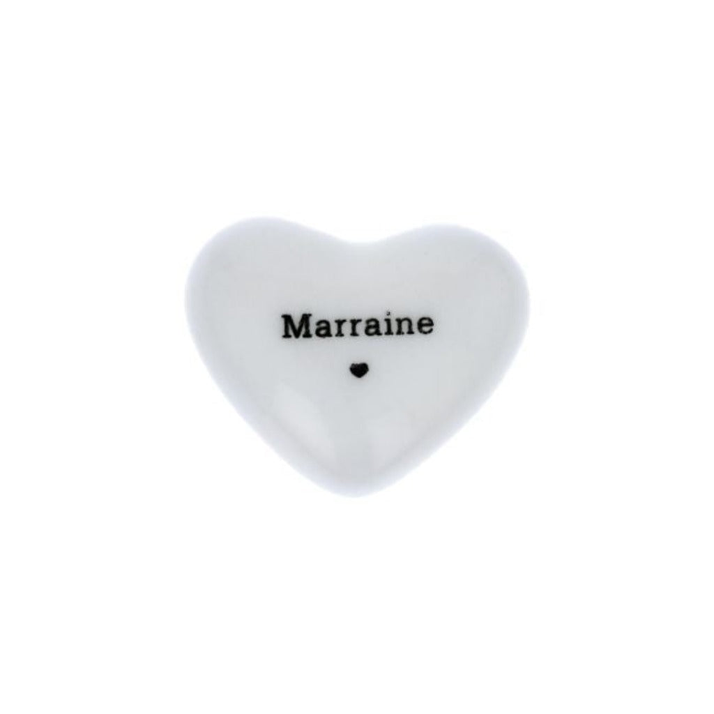 Coeur Porcelaine "Marraine" - Mercredi