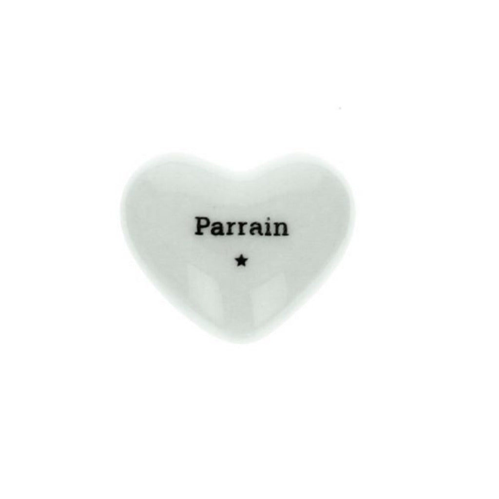 Coeur Porcelaine "Parrain" - Mercredi
