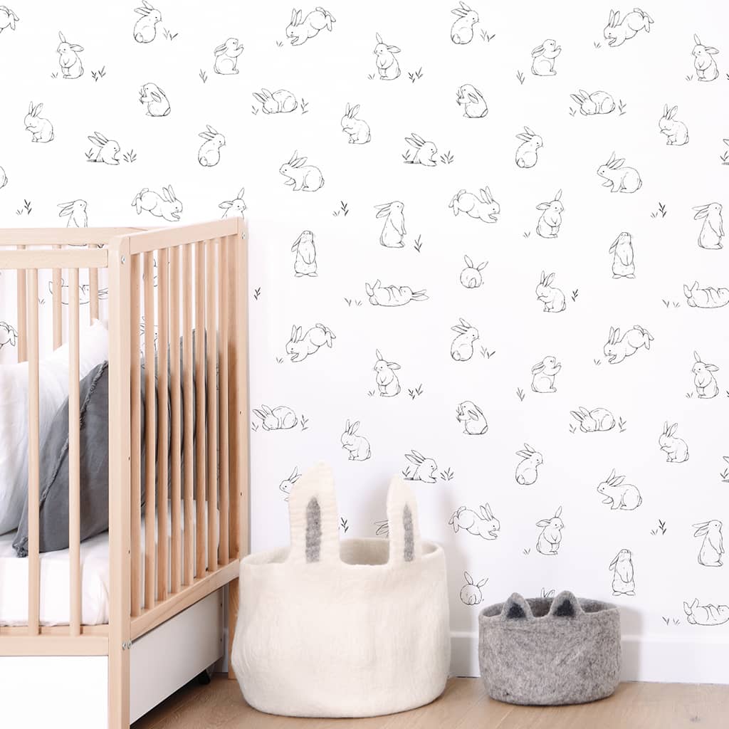 papier peint tendance avec des lapins 