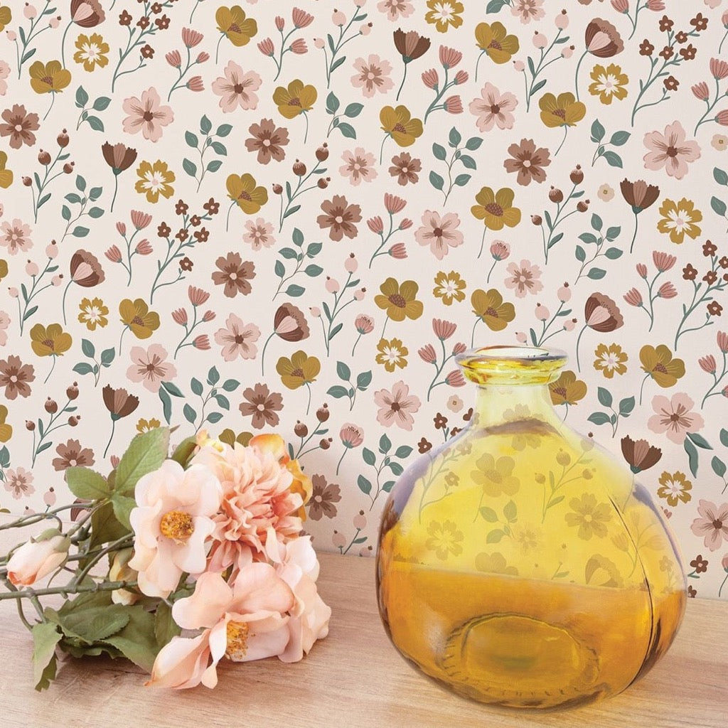 Photo de papier peint fleurs sur tige rose lilipinso 1 par Les Biscottes