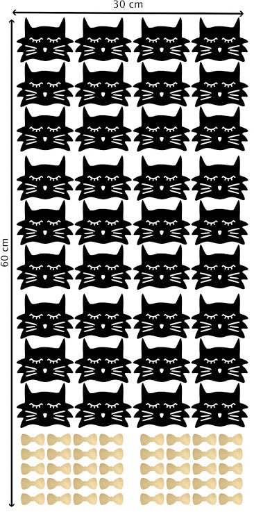 Stickers muraux chats et noeud pap noir et or Pöm le Bonhomme