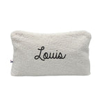 Photo de trousse de toilette personnalisable en double gaze de coton beige 2 par Les Biscottes