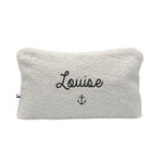 Photo de trousse de toilette personnalisable en double gaze de coton beige 3 par Les Biscottes