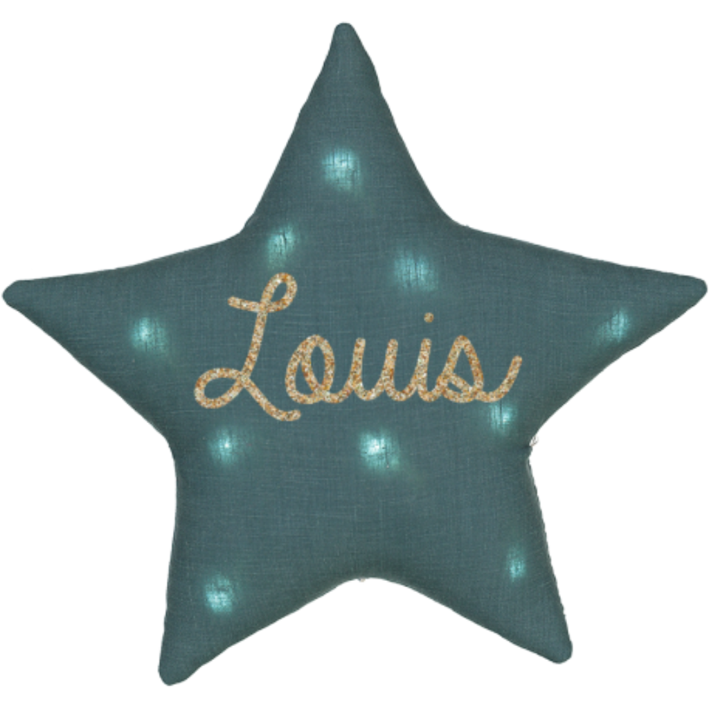 Photo de veilleuse etoile lin bleu canard _jpg par Les Biscottes